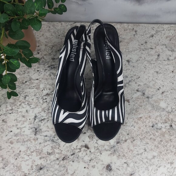 Zebra Print Open Toe Ankle Strap Heels - Picture 5 of 5